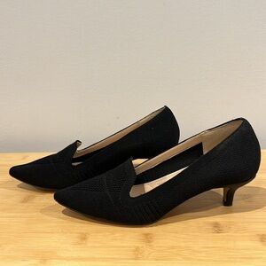 Adrian Vittadini, black woven fabric kitten heels size 6 1/2